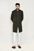 Joban Fashion Green Colored Terry Rayon Fabric Indo Western With Straight Fit Pant