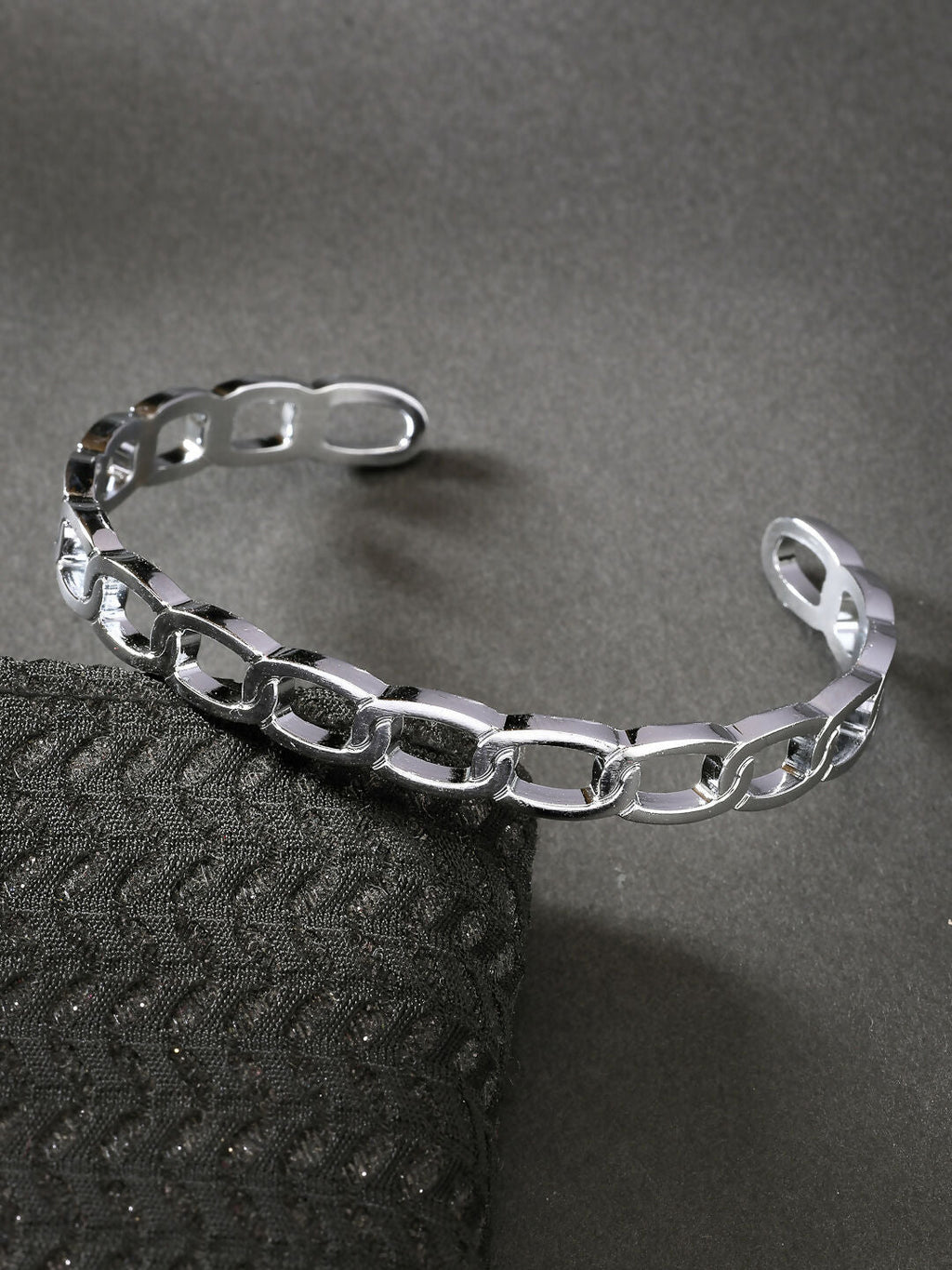NVR Men's Set of 2 Silver & Black Rhodium-Plated Metal Cuff Bracelet - Distacart