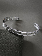 NVR Men's Set of 2 Silver & Black Rhodium-Plated Metal Cuff Bracelet - Distacart