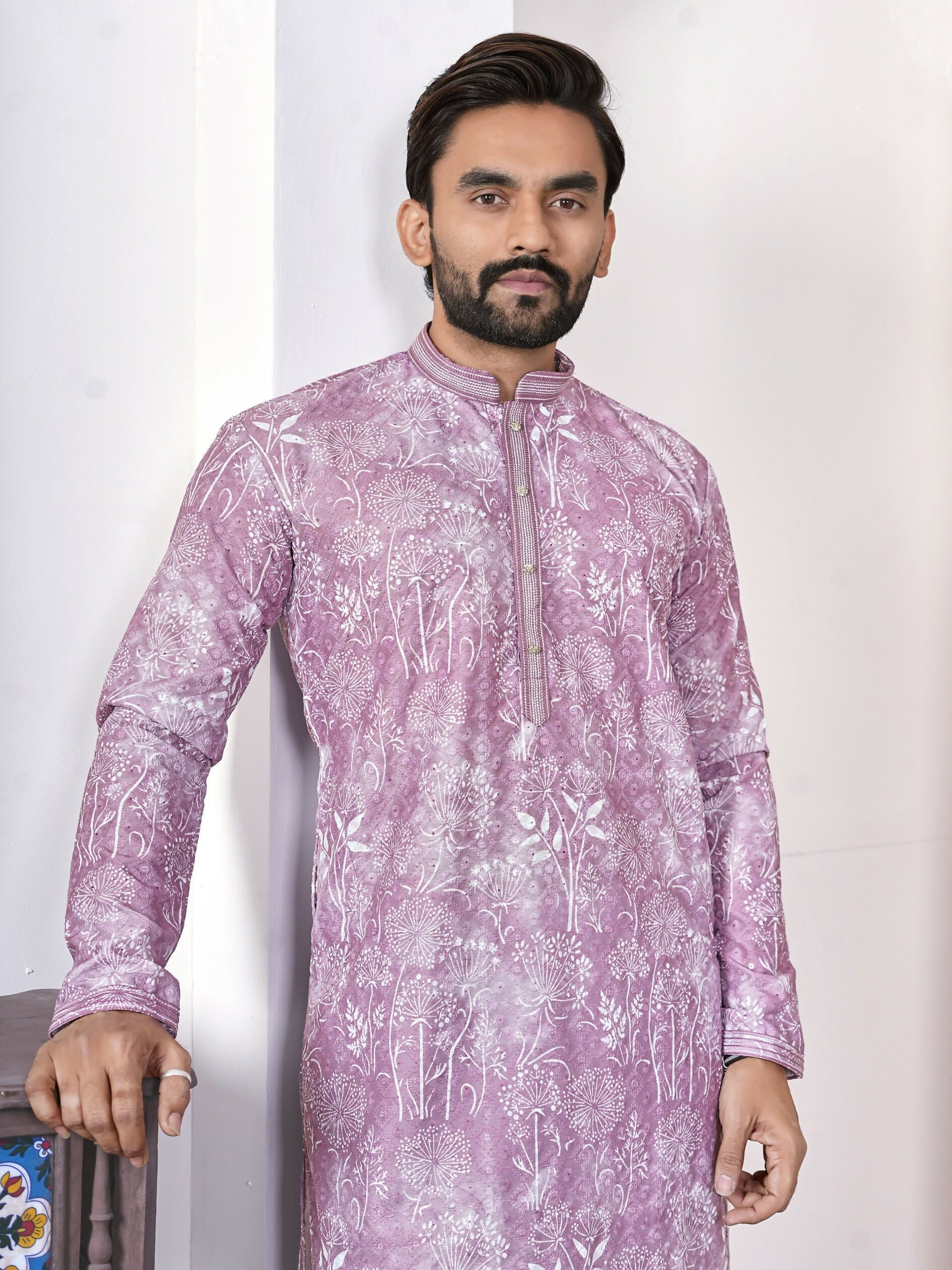 Anaita Purple Digital Printed Work Cotton Straight Kurta