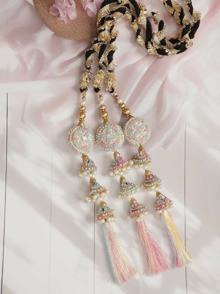 Ruby Raang Colorful Mirror Work Parandi