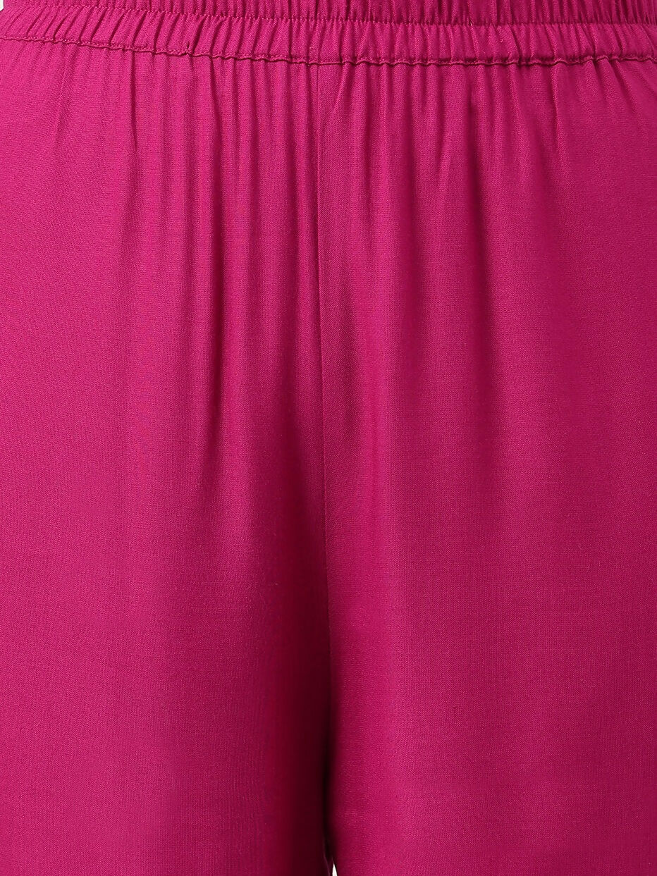 Joban Fashion Pink Rayon and Embroidered Work Straight Kurta Bottom Set