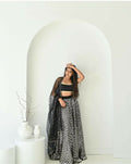 Jyoti Fashion Women's Silver Georgette Sequins with Zari Embroidered Designer Lehenga Choli Set