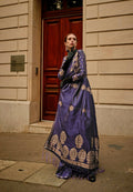 Navy Blue Weavead Thread & Zari Work, Handloom Weaving Banarasi Satin Silk Saree - Rajtex Kronicle Silk