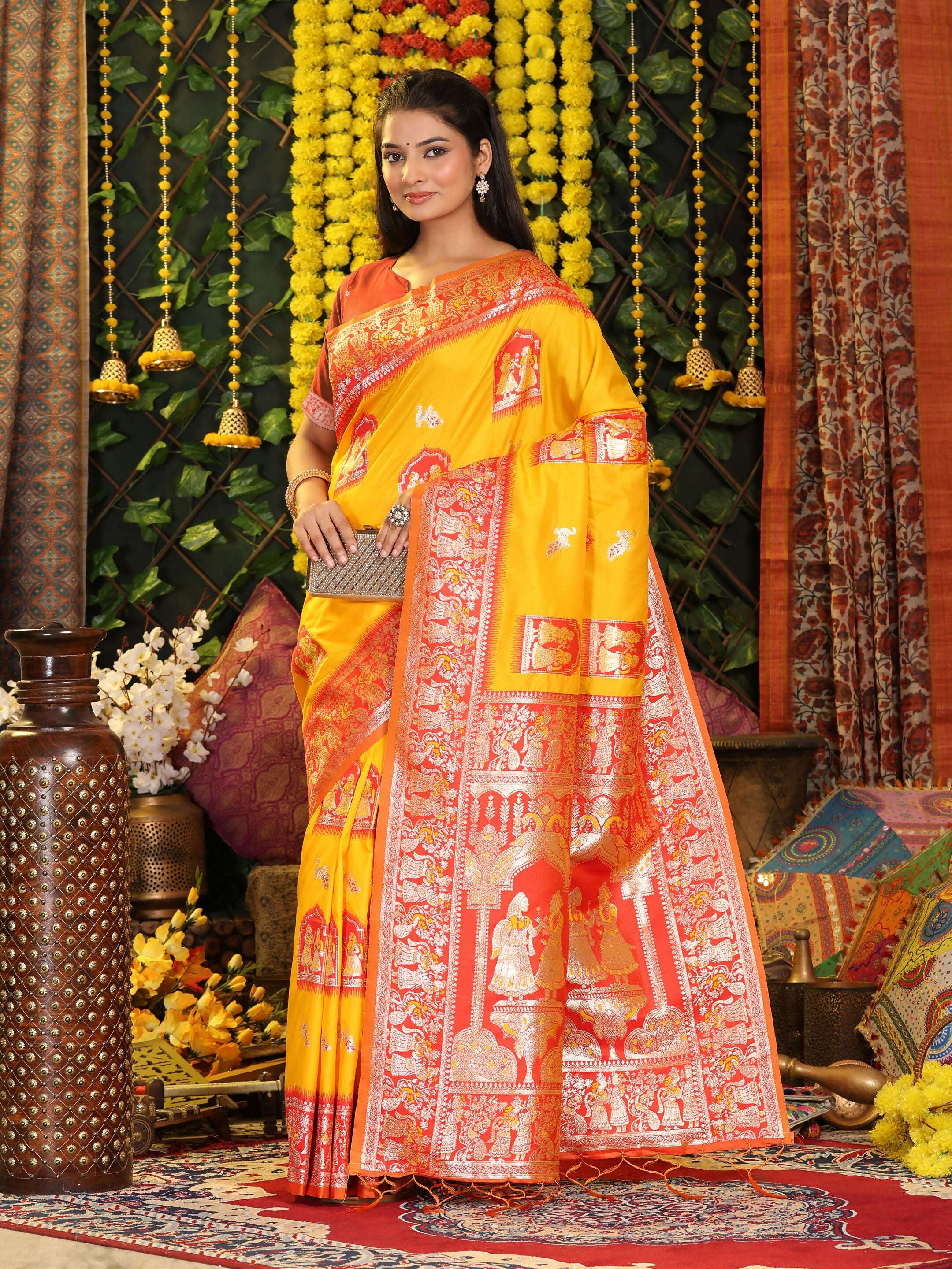 Shree Shyam Fashion Silk Yellow Saree - Distacart