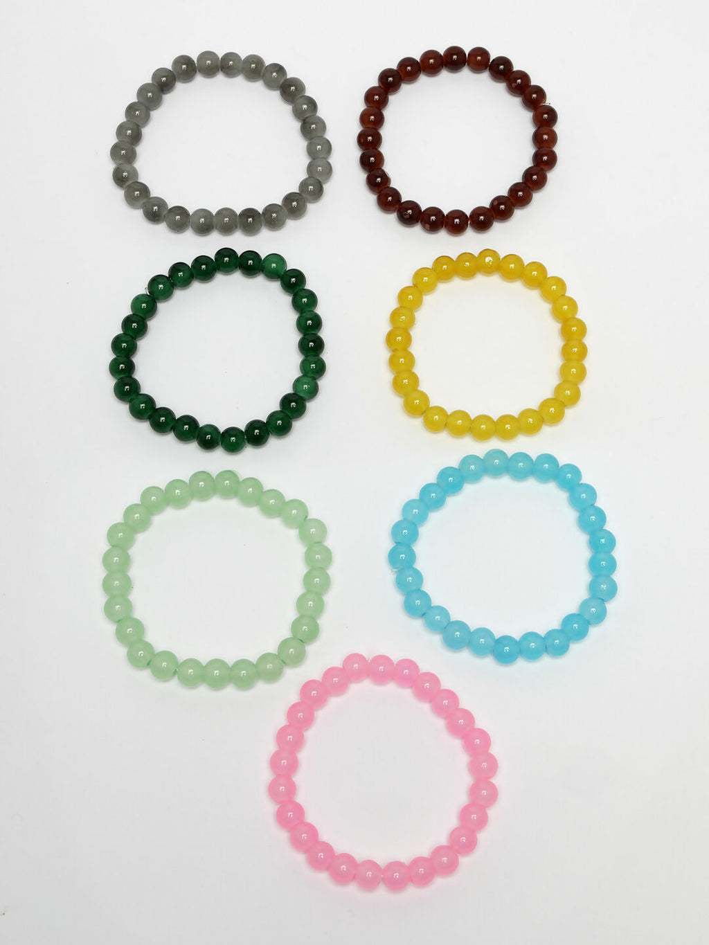 NVR Men & Women Set of 7 Artificial Beads Elasticated Bracelet - Distacart