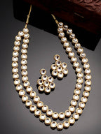 NVR Women's Gold-Plated Kundan 2 Layered Handcrafted Jewellery Sets With Drop Earrings - Distacart