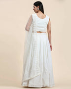 White Pure Viscose Georgette Sequence Embroidery work Lehenga Choli with Dupatta - Aakriti