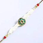 Traditional Kundan Rakhi And Black Men's Wallet