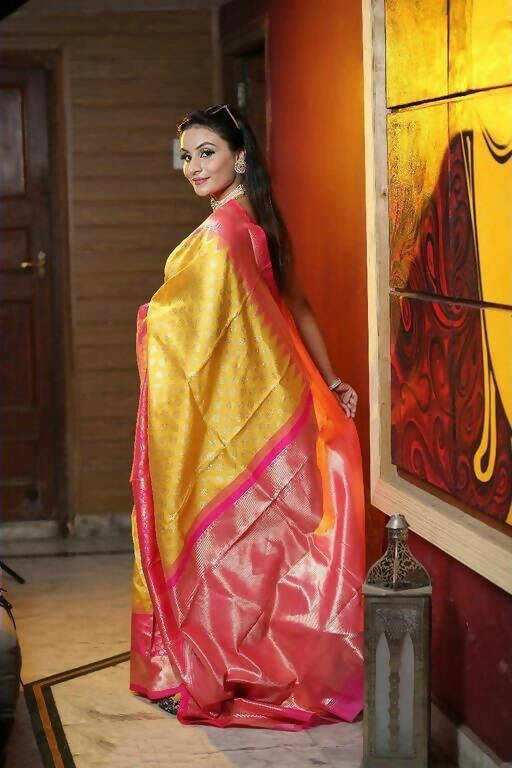 DEIANA'S Beautiful Designer Golden zari Soft Lichi Silk Saree - Yellow