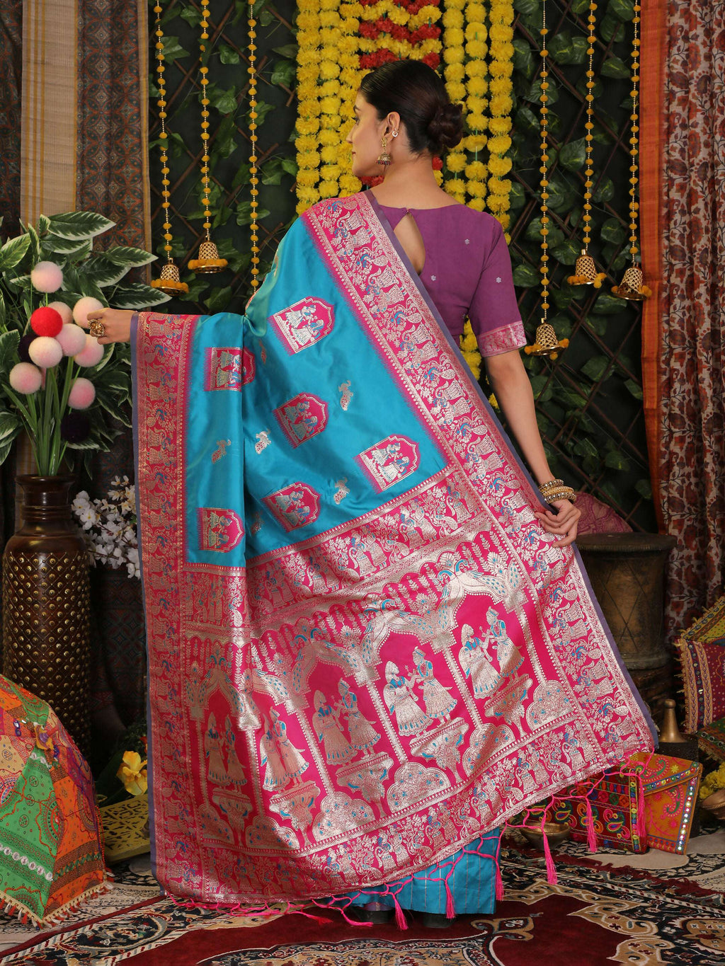 Shree Shyam Fashion Silk Sky Blue Saree - Distacart