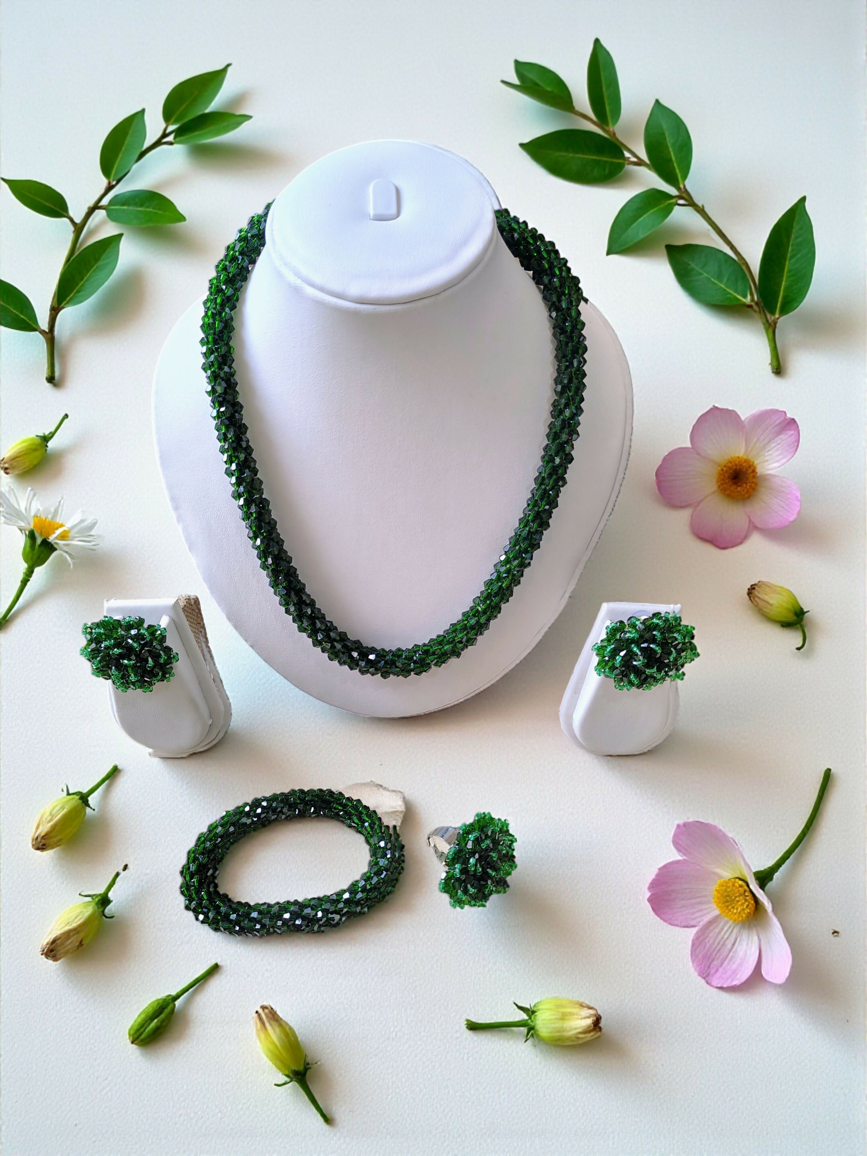 Inhanns Rangshine 4-In-1 Crystal Glam Set - Handmade - Dark Green