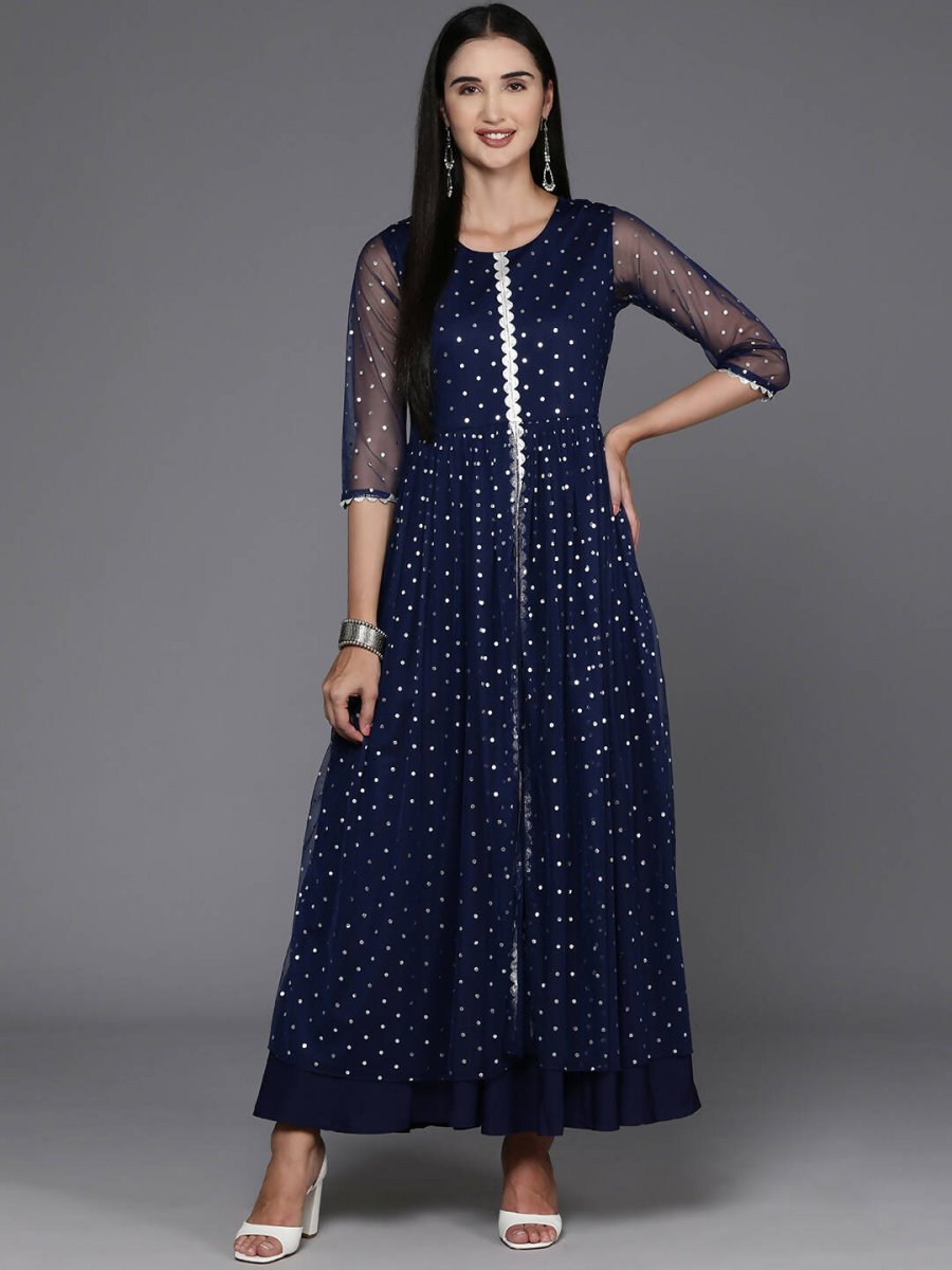 Ahalyaa Women's Traditional wear Ethnic Dress - Navy Blue - Distacart