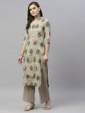 Miravan Women's Pure Cotton Printed Straight Kurta And Palazzo