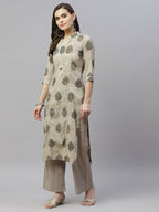 Miravan Women's Pure Cotton Printed Straight Kurta And Palazzo