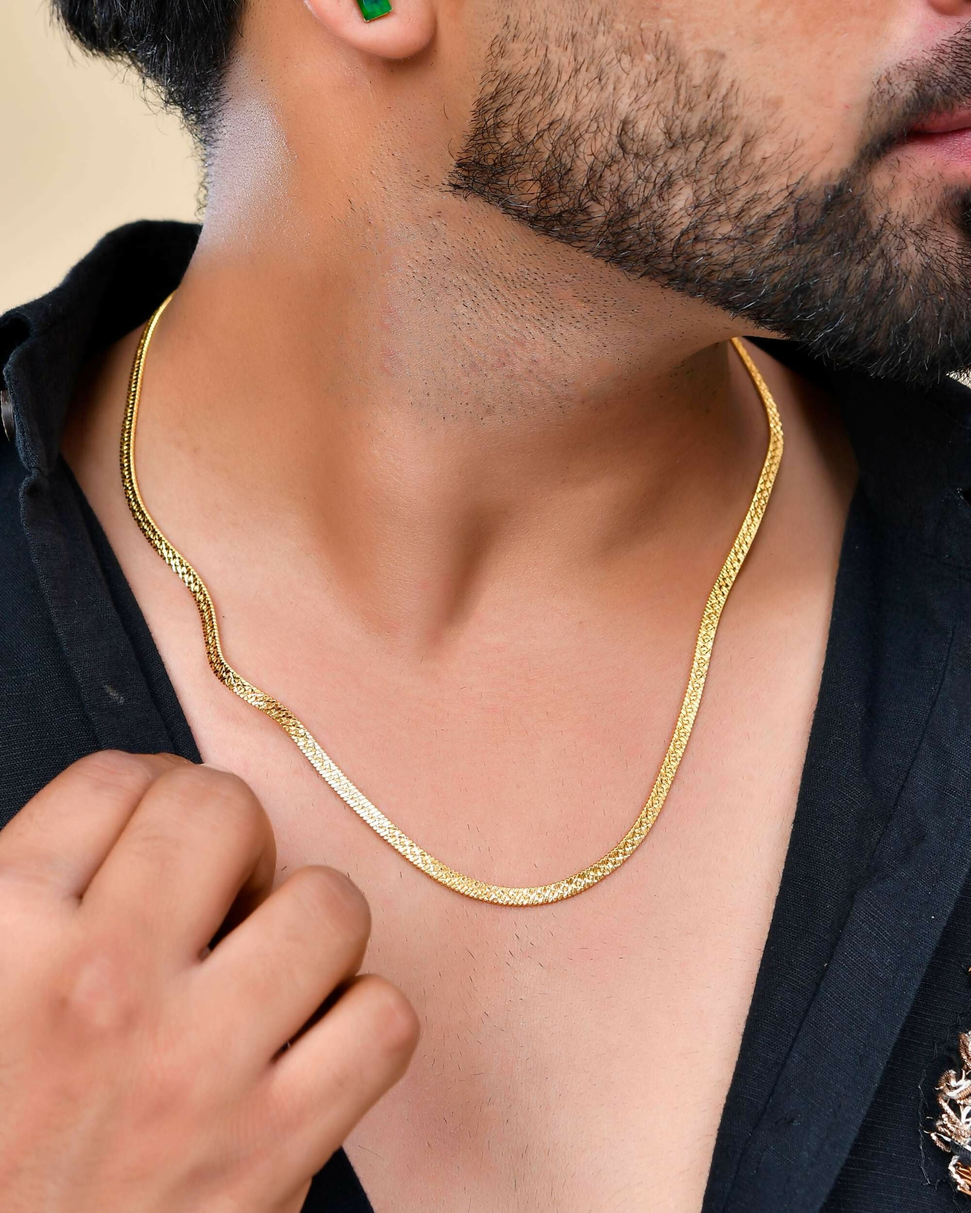 VOJ Men's Gold-Polished Thick Snake Chain