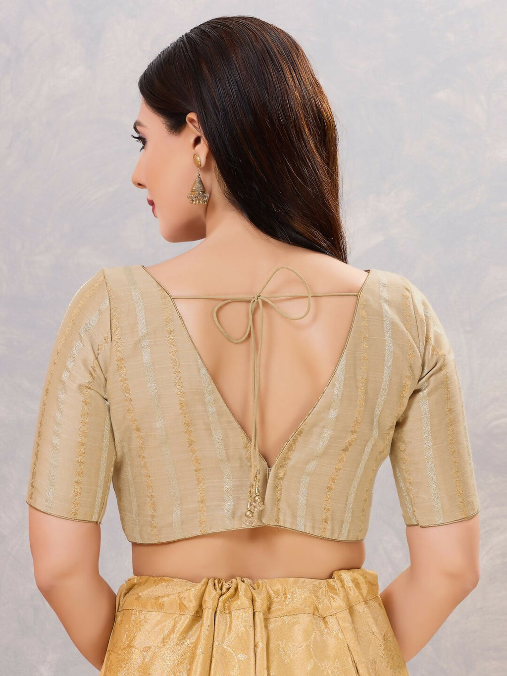 Joban Fashion Women Cotton Blend Gold Stitched Blouse
