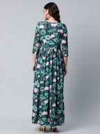 Ahalyaa Women Dark Green Crepe Digital Print Dress - Distacart
