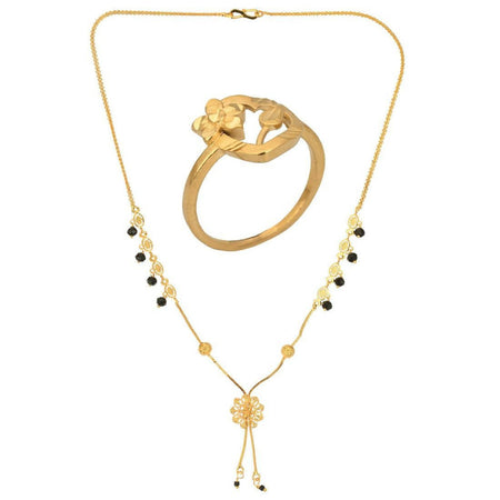 AanyaCentric Gold-Polished Mangalsutra & Ring Set