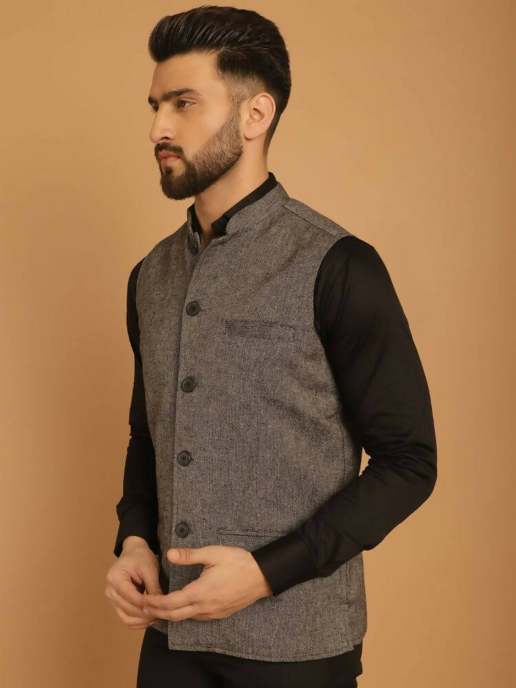 Even Apparels Pure Wool Nehru Jacket - Grey