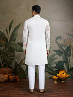 Vastranavya White Exclusive Festival Wear Viscose Silk Thread & Sequence Embroidered Work Kurta