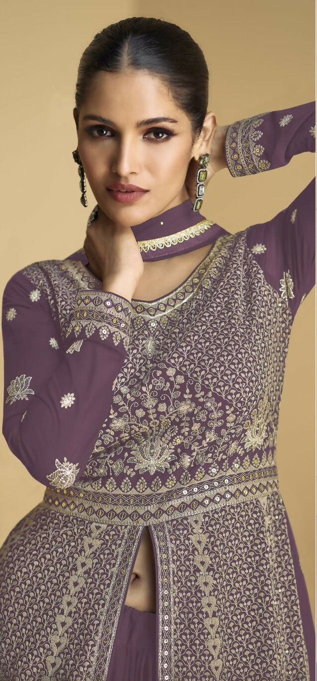 Vastranavya Lite Lavender Georgette Embroidered Sequins Work Anarkali Style A Line Suits
