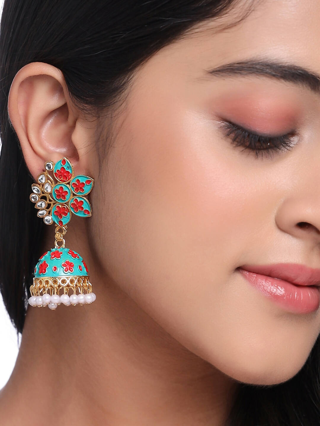 NVR Women Green Dome Shaped Jhumka Earrings - Distacart