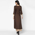 Cheera Hand Block Print Brown A Line Kurta (MAAI-055K)