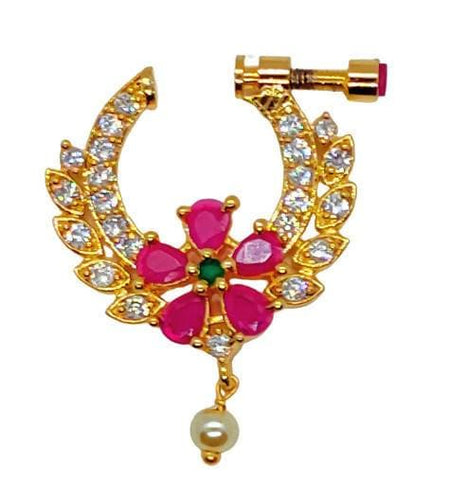 Multicolor AD Floral Nose Ring