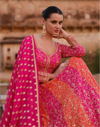 Vastranavya Pink Embroidered Sequence work Georgette Anarkali Suit