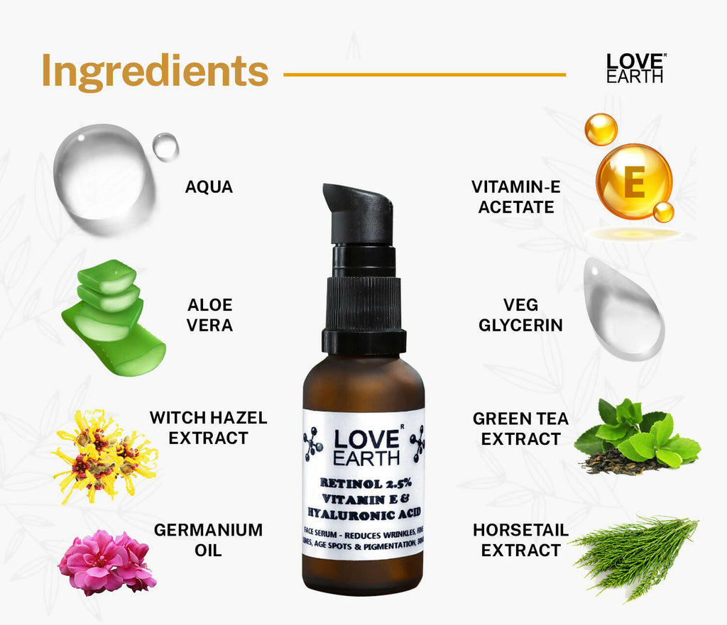 Love Earth Retinol 2.5% Vitamin E & Hyaluronic Acid – Face Serum