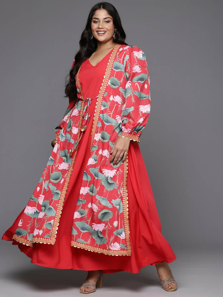 Ahalyaa Women's Traditional wear Ethnic Dress - Red - Distacart