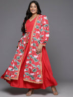 Ahalyaa Women's Traditional wear Ethnic Dress - Red - Distacart