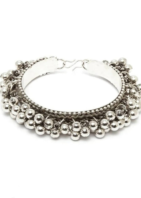 Mominos Fashion Kamal Johar Oxidised Silver-Plated Ghungroo Handcraft Bracelet
