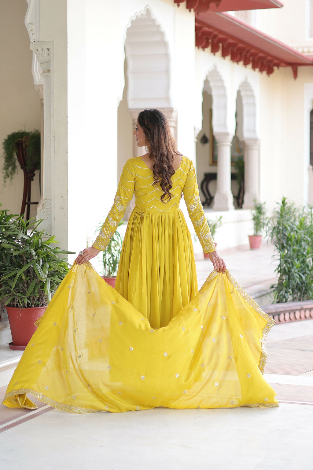 Joban Fashion Yellow Readymade Kurta Set With Sequence embroidery Work - Distacart