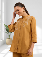 Joban Fashion Coral Cotton, Linen Embroidered Readymade Cord Set - Distacart