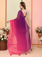 Purple Georgette Pedding Color Printed Ready To Wear Saree - Aalaya