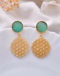VOJ One Gram Gold Plated Teal Colored Stone Studded Earrings - Distacart