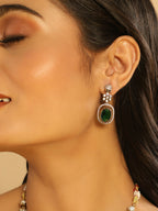 Nuyug 18K Gold Plated Emerald Blossom Necklace Set