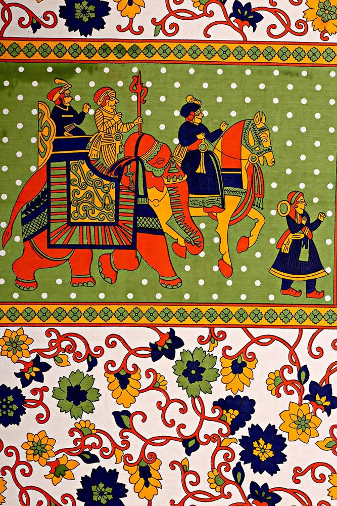 Vamika Printed Cotton Green Bedsheet With Pillow Covers (LEOC_HTHY_G)
