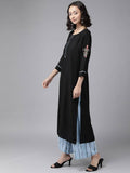Yufta Black Kurta with Palazzo Set