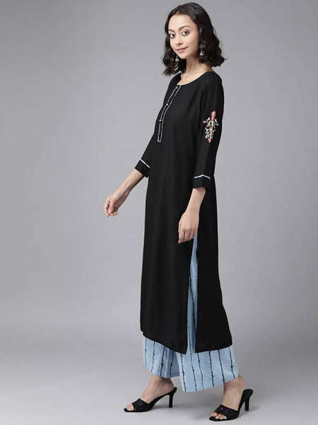 Yufta Black Kurta with Palazzo Set