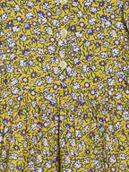 Manet Girls Cotton Frill Sleeve Frock Flower Print - Mustard Yellow