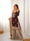 Lehenga Mart Designer Sharara Suit With Kurta, Sharara, Dupatta For Women-Brown - Distacart
