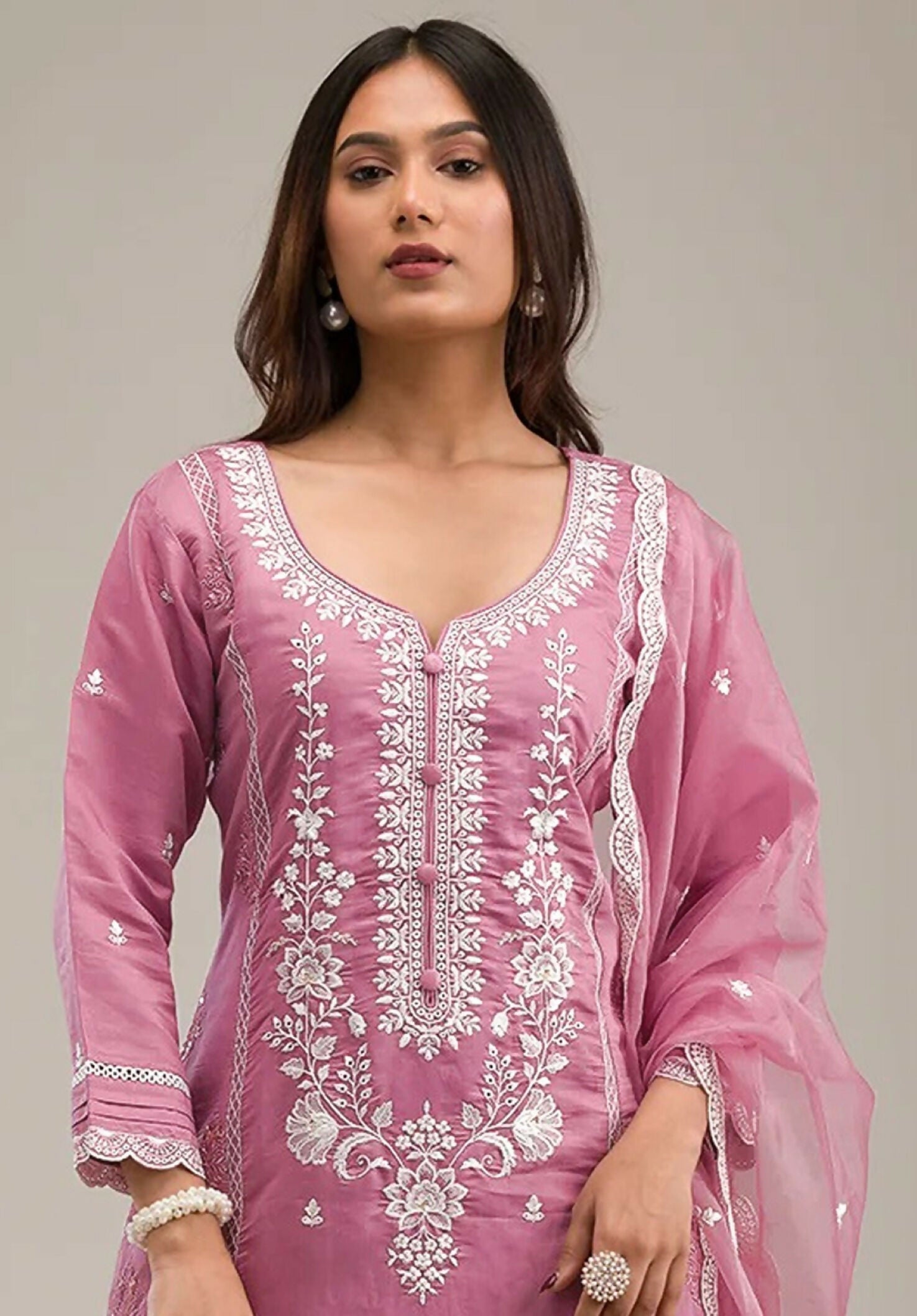 Anaita Pink Embroidered Silk Stitched Salwar suit - Distacart
