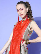 Ahalyaa Women Beige Colour Chanderi Digital Printed Kurta Palazzo Set - Distacart