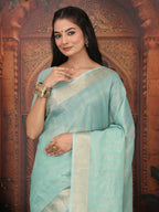Shree Shyam Fashion Organza Rama Green Saree - Distacart