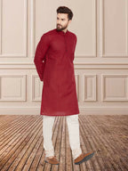 Even Apparels Men's Pure Cotton Maroon Kurta