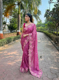 Vamsee Nimrat Pink Organza Silk Saree