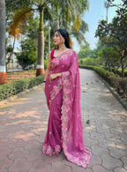 Vamsee Nimrat Pink Organza Silk Saree